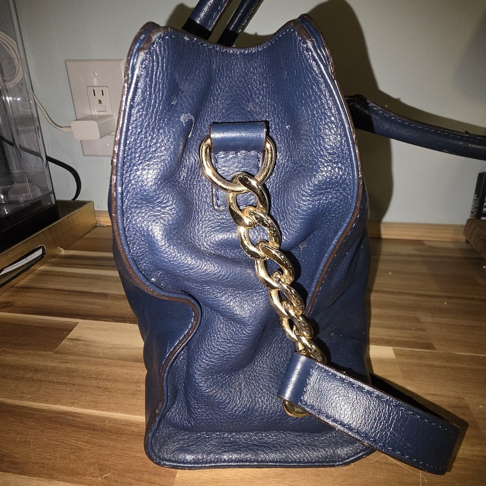 Michael Kors Hamilton Satchel Bag Tote Purse East West Bag Beautiful BLUE - Picture 9 of 11